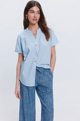 Milano Camisa lino manga corta Azul