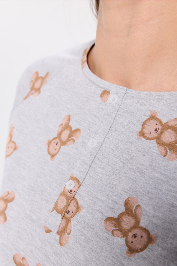 Milano Pijama de osito de peluche Gris Claro
