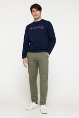 Fifty Outlet Pantalón chino liso Kaki Oscuro