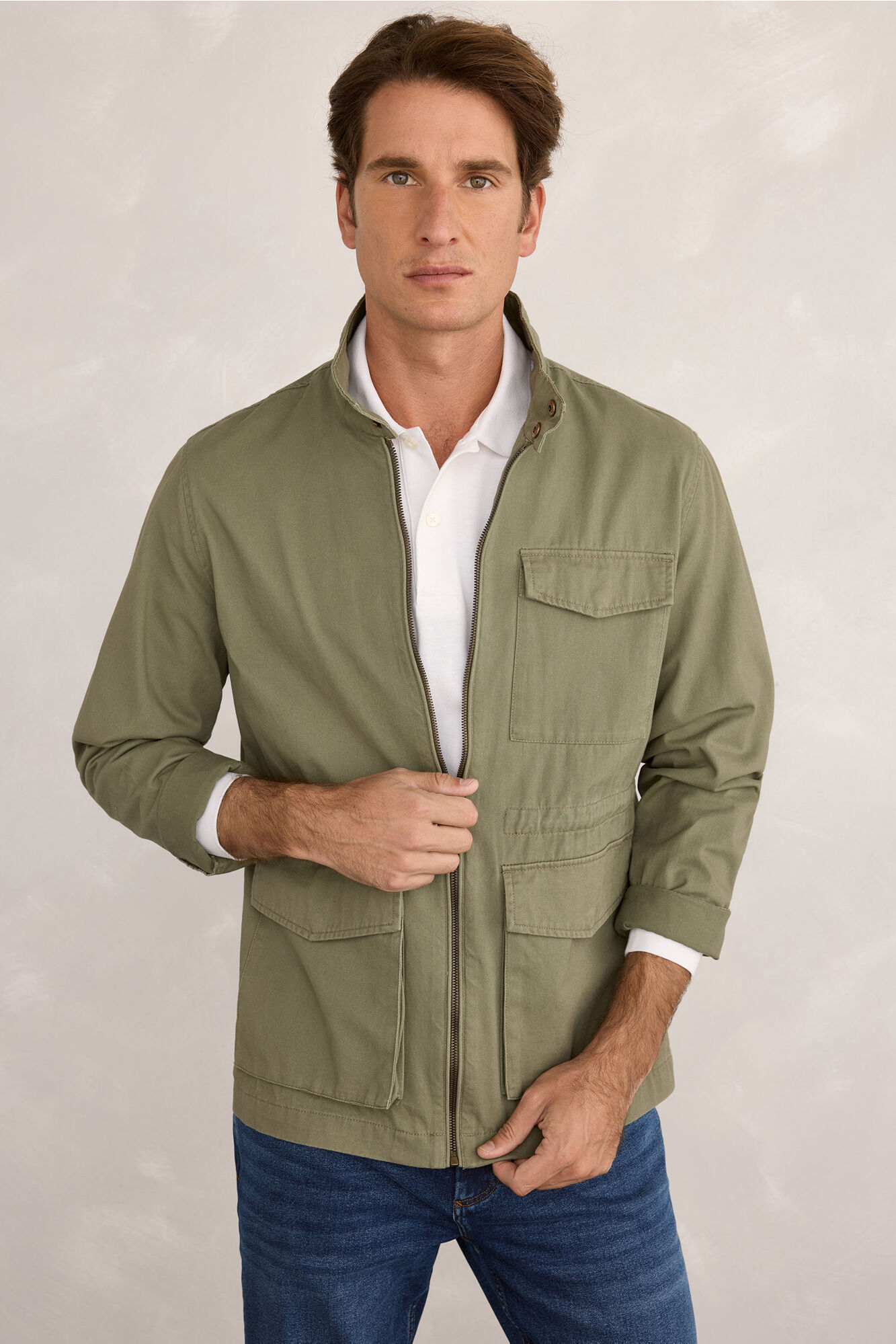 Milano Bolsillos de la chamarra Kaki Oscuro