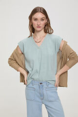 Milano Camiseta escote pico fornitura de lurex Verde