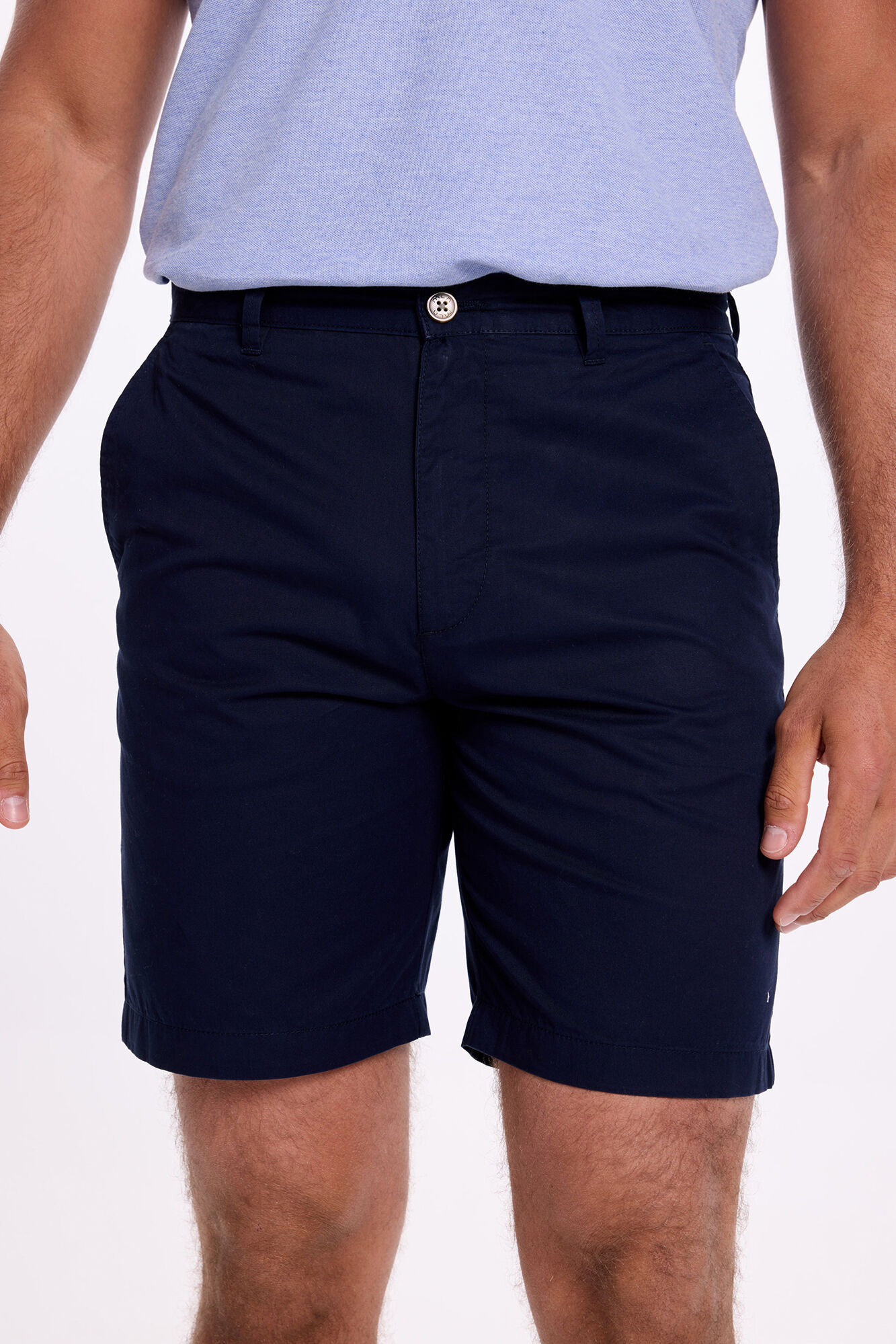 Milano Bermudas cl&aacute;sica de algod&oacute;n liso . Navy