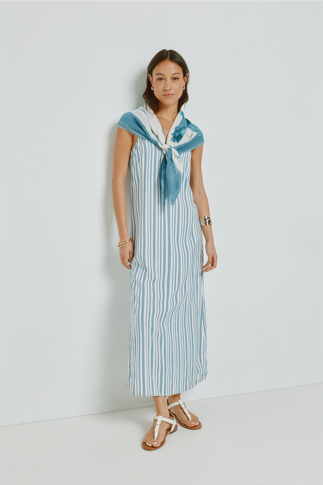 Milano Vestido con escote en pico y tirantes Azul