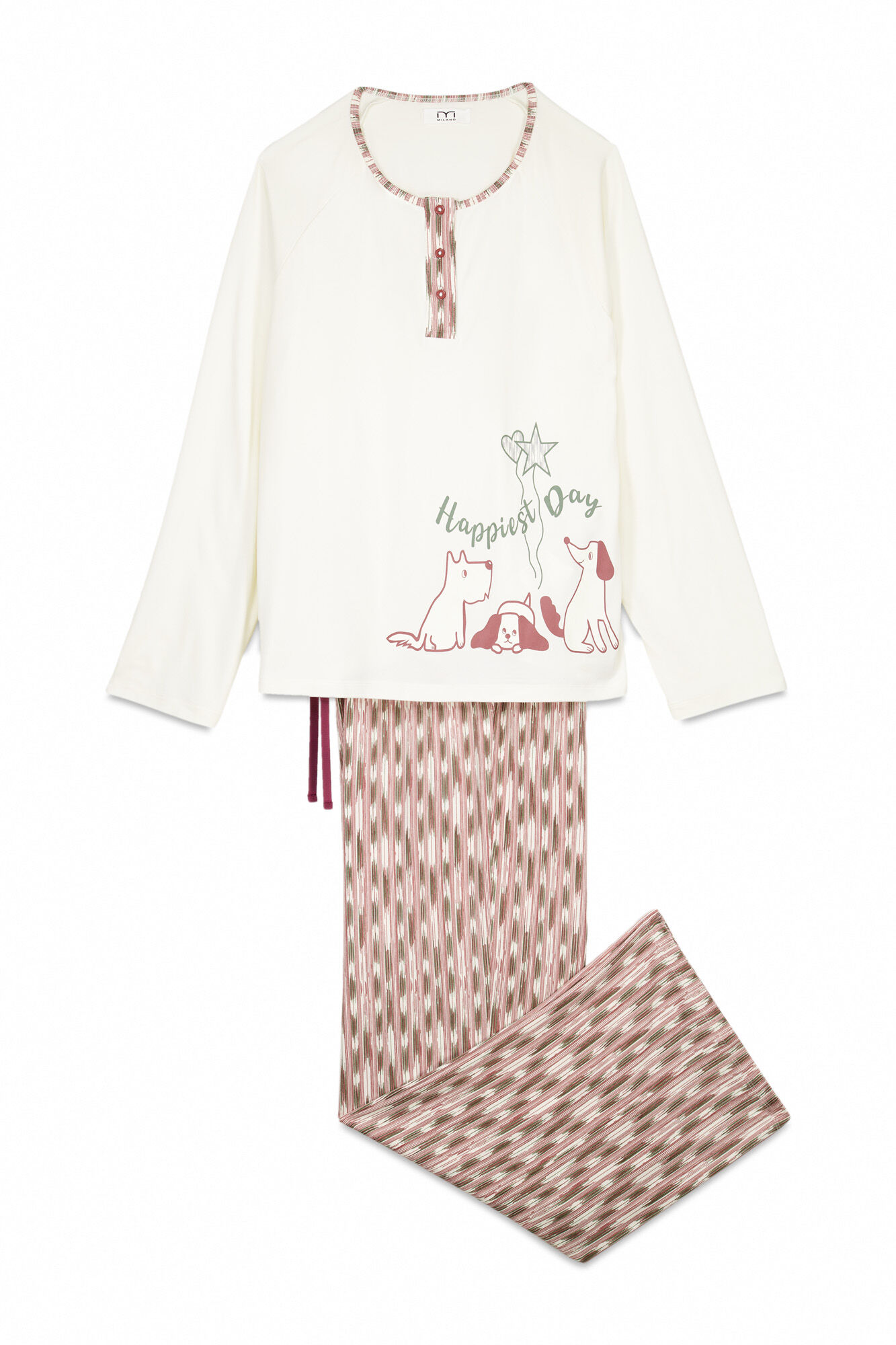 Milano Pijama estampado perros Beige