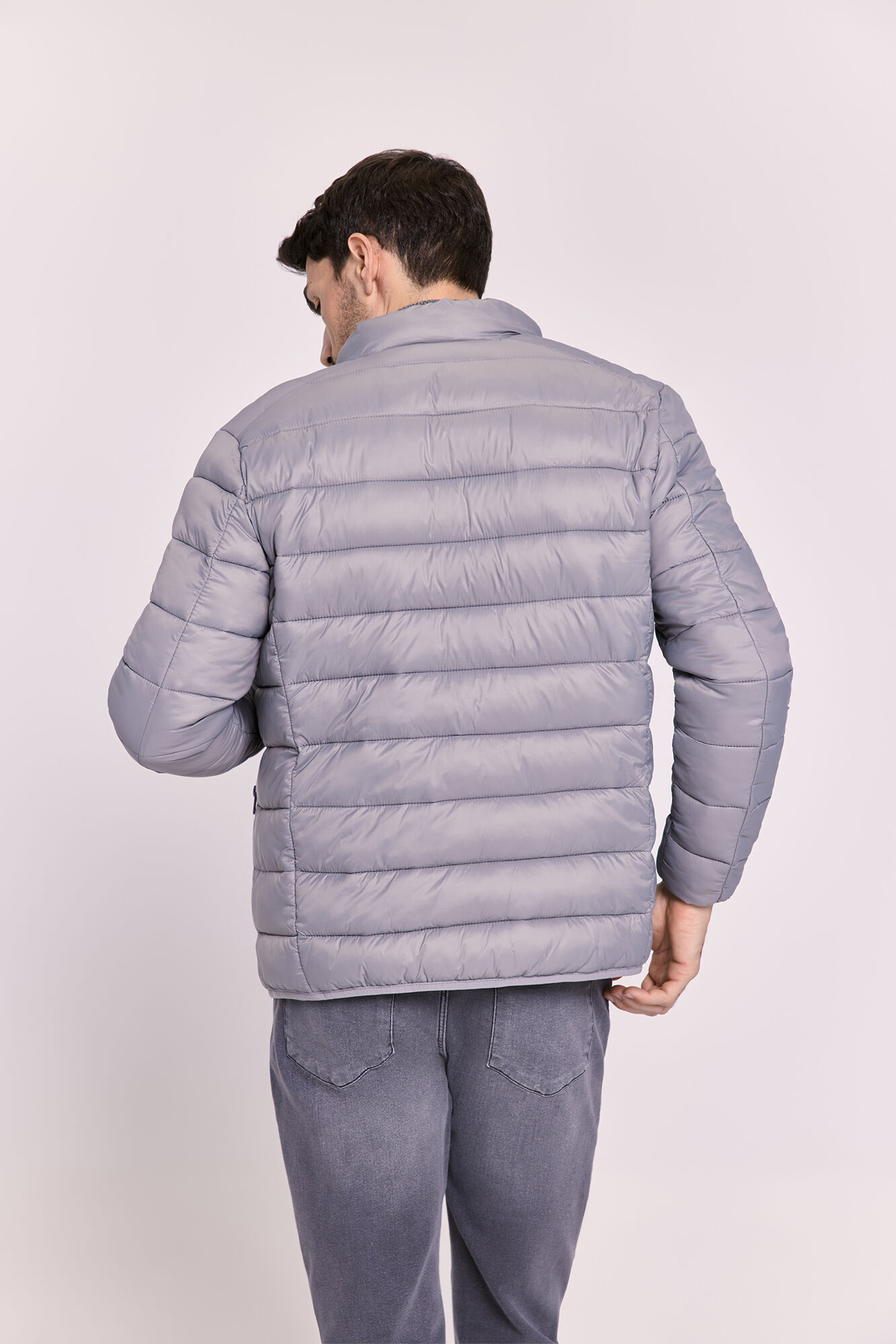 Milano Jersey b&aacute;sico cuello redondo ajustado Gris