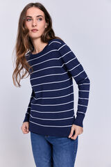 Milano Su&eacute;ter fino de rayas bicolor Azul