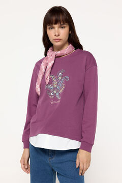 Fifty Outlet Sudadera estampada bajo con faldon Morado/Lila
