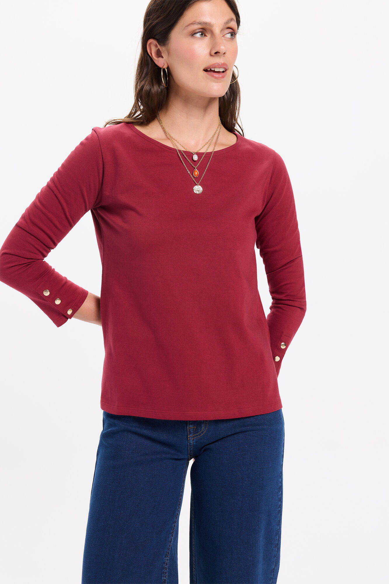 Milano Playera de algod&oacute;n con mangas francesas