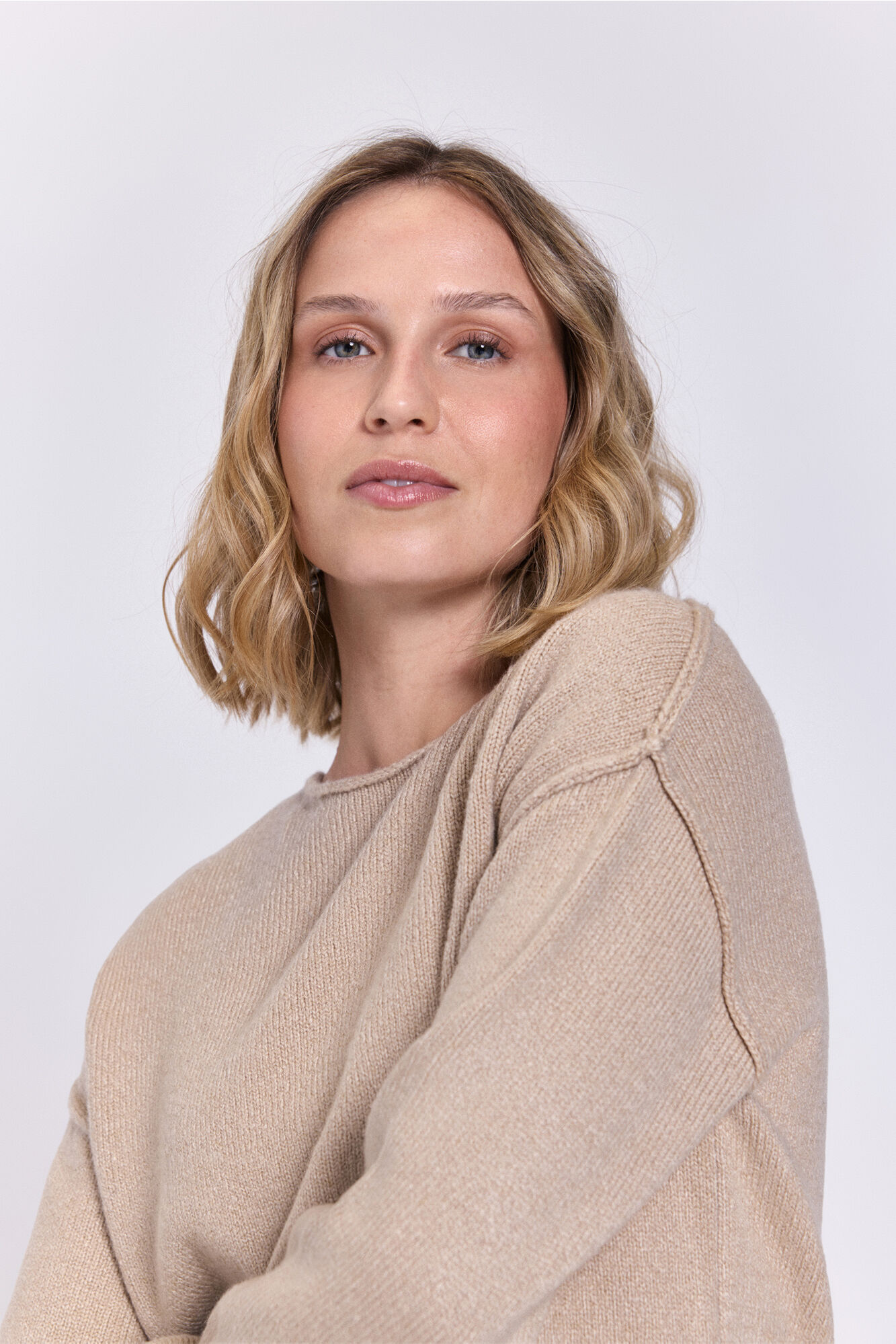 Milano Jersey estructurado de corte extragrande Beige/Claro