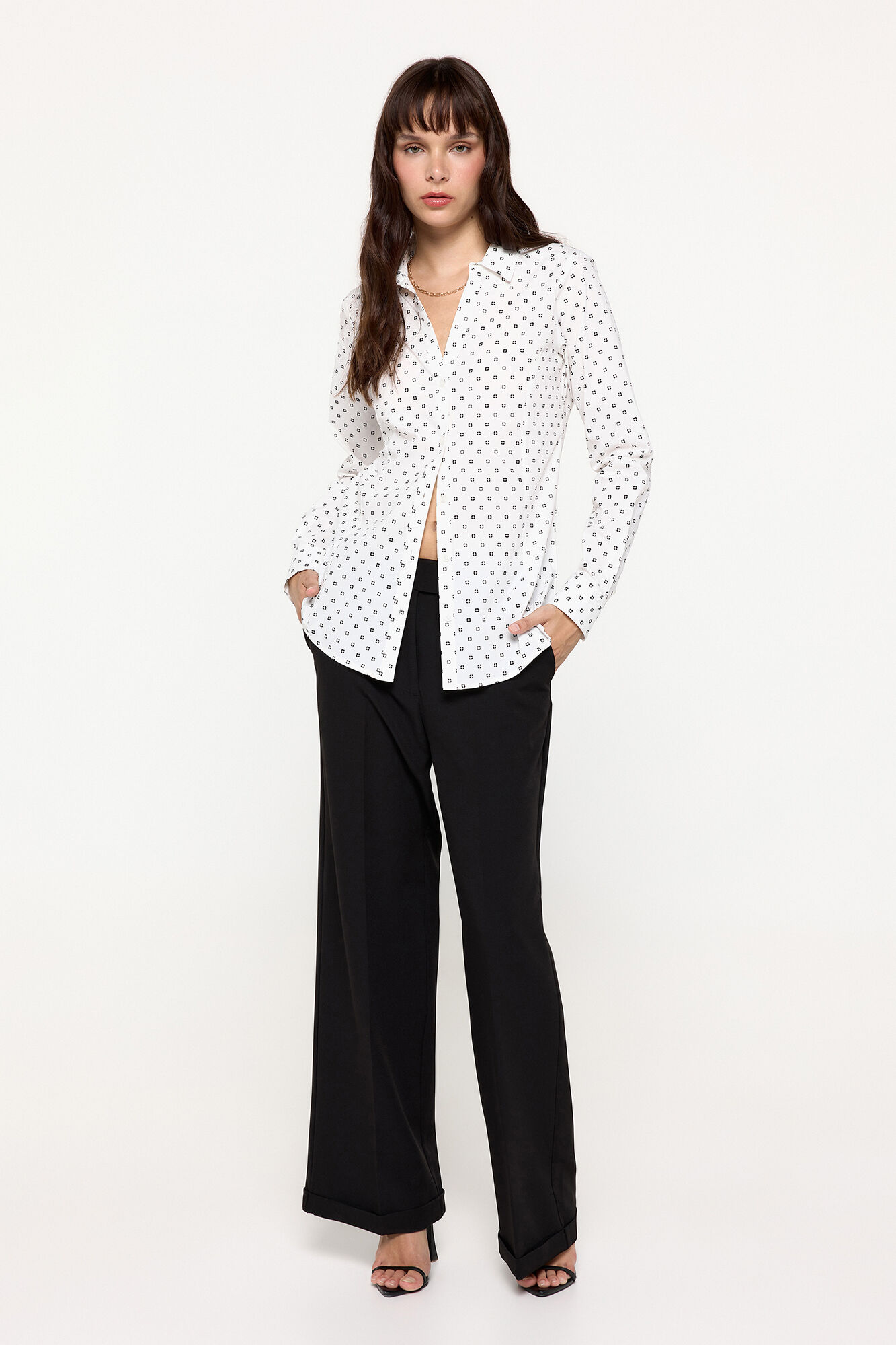 Milano Camisa Entallada Estampada Blanco