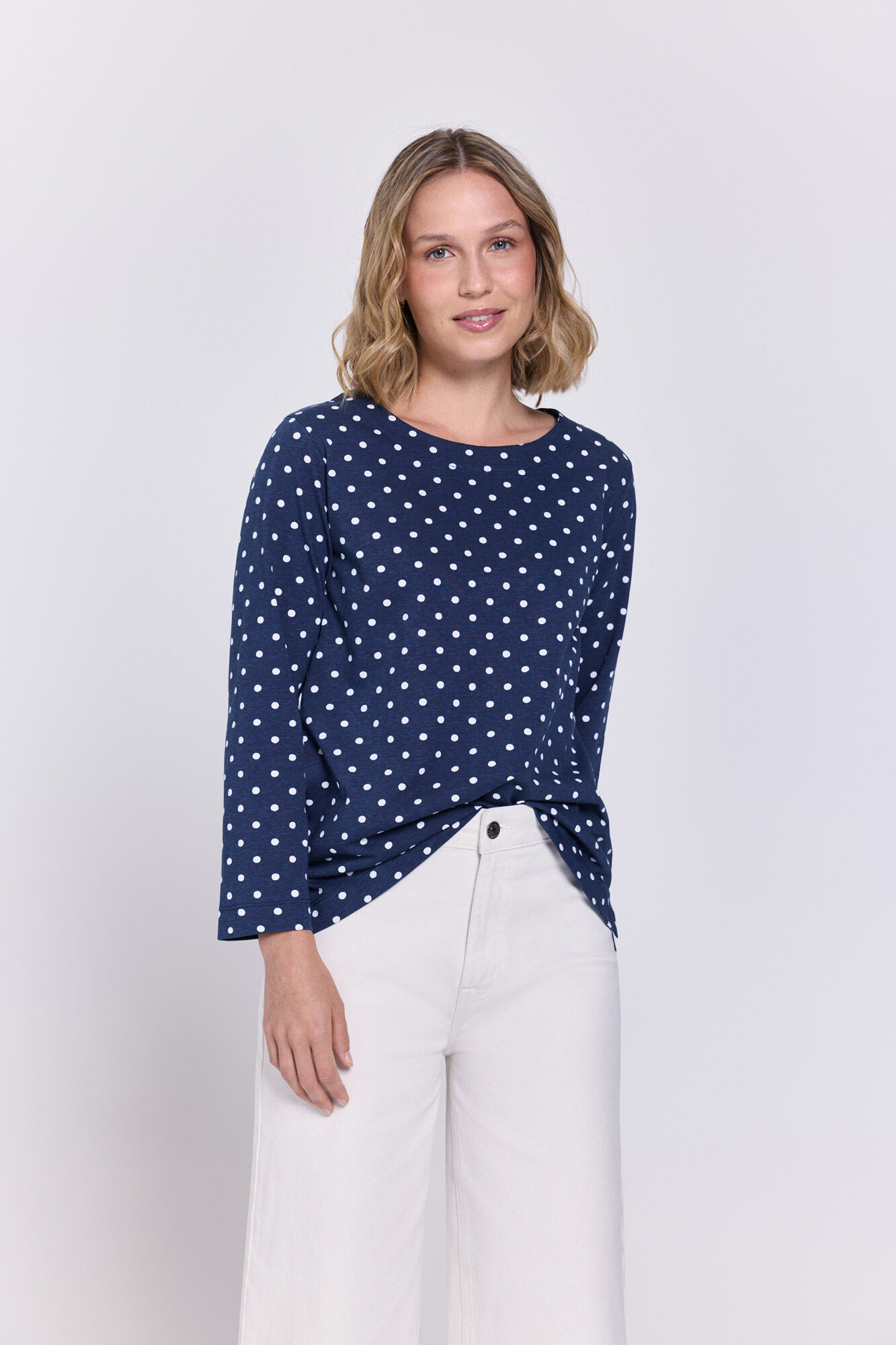 Milano Playera de algod&oacute;n con mangas francesas Azul