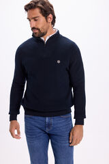 Fifty Outlet Jersey media cremallera de algodón. Navy