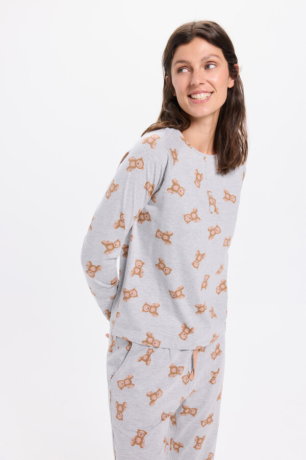 Milano Pijama de osito de peluche Gris Claro