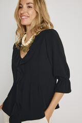 Milano Blusa con volantes Negro
