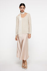 Milano Falda midi sat&eacute;n Beige