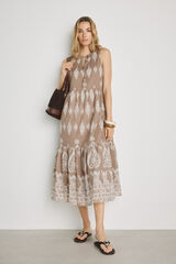 Milano Vestido estampado escote pico Tostado