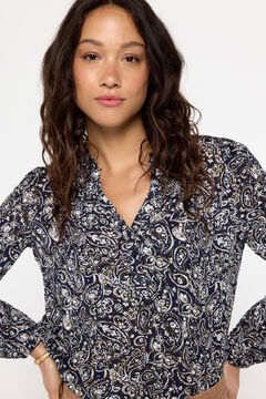 Fifty Outlet Blusa Estampada Plumetí Azul