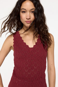 Fifty Outlet Top de tirantes tricot calado Rojo/Coral