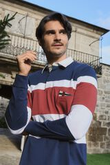 Milano Polo a rayas manga larga Navy