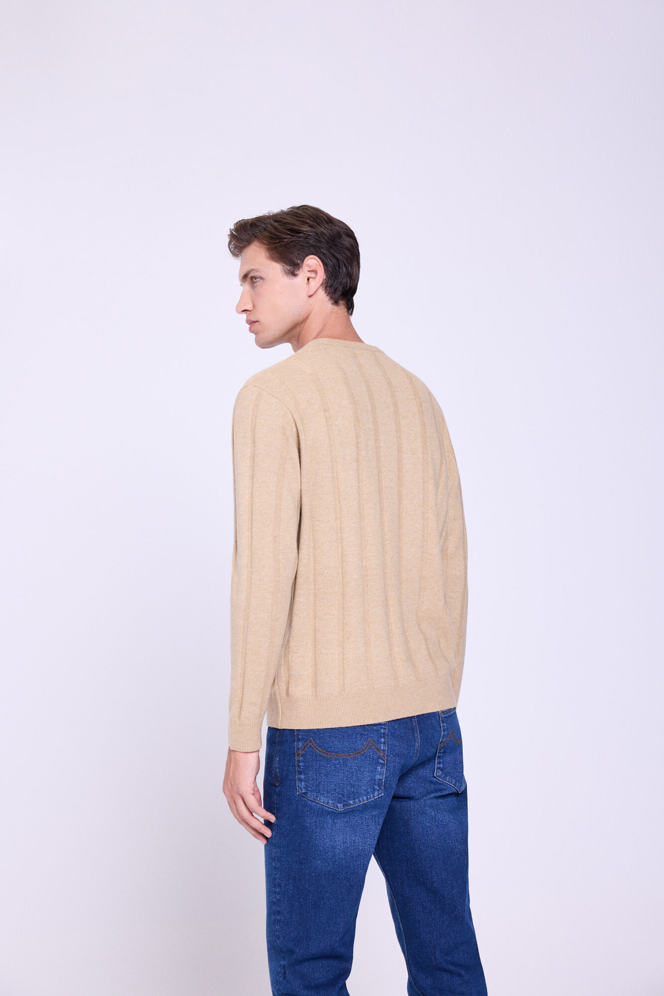 Milano Jersey b&aacute;sico de cuello redondo  Beige/Camel