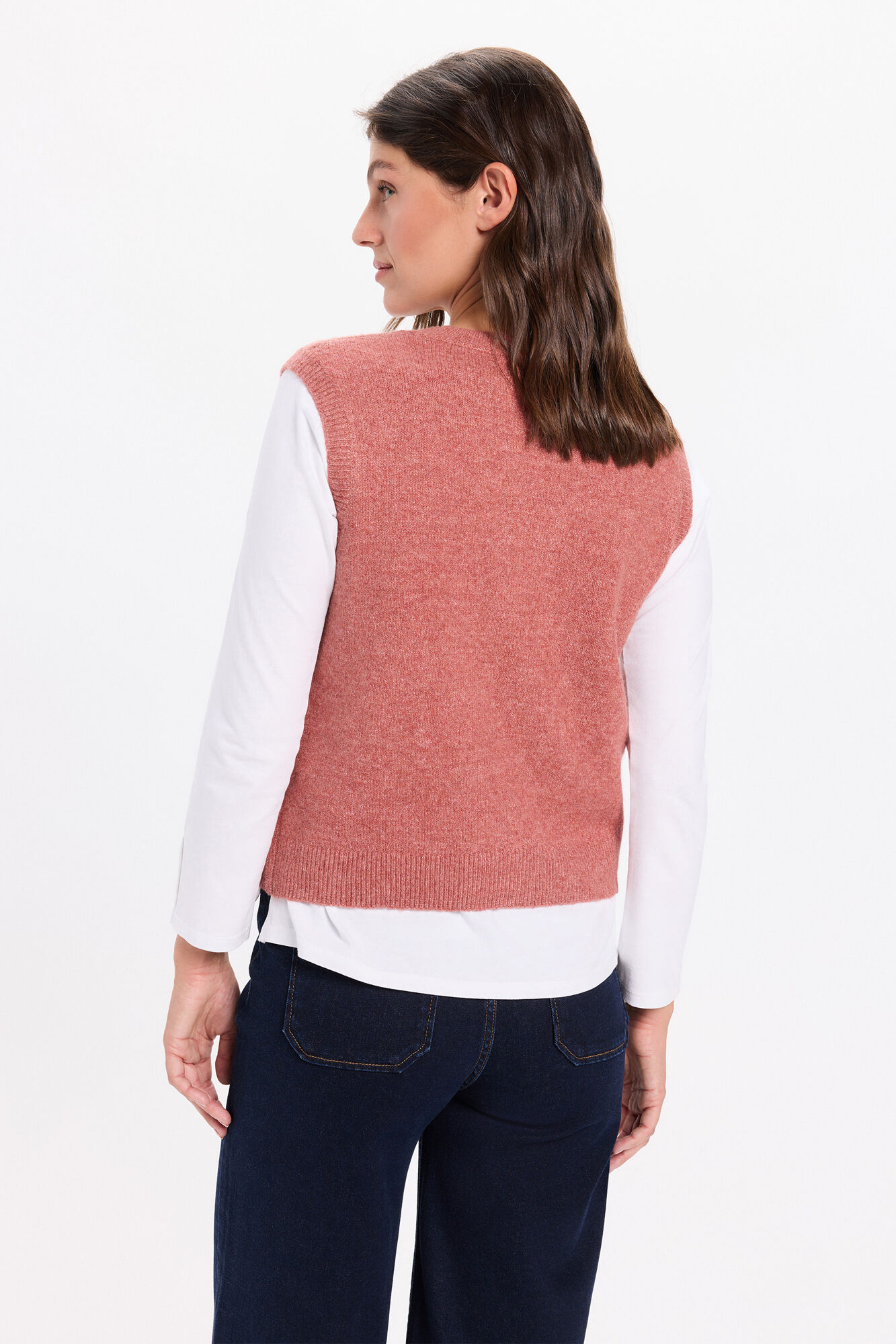 Milano Chaleco de tejido con cuello redondo ajustado Naranja