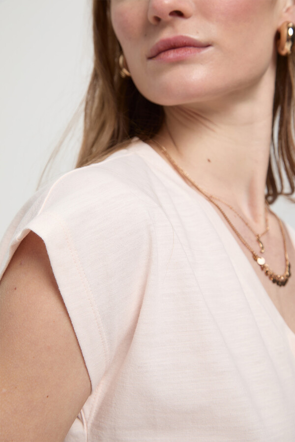 Milano Camiseta escote pico fornitura de lurex Rosa