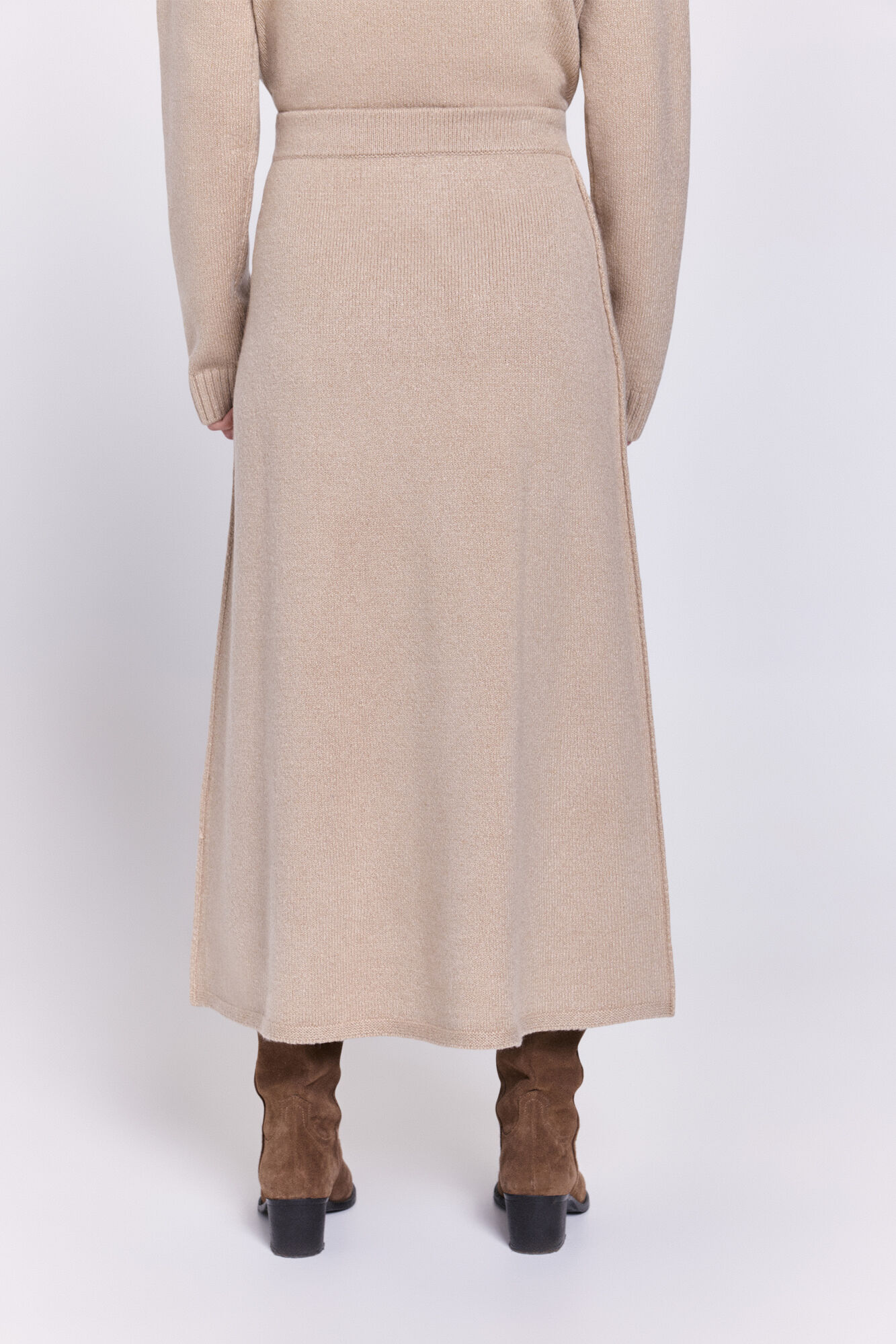 Milano Falda midi de tejido falda Beige/Claro