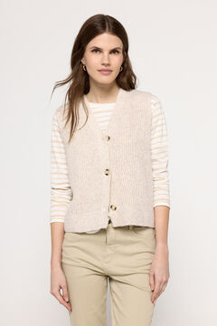 Fifty Outlet Top chaleco punto grueso botones frontales Beige