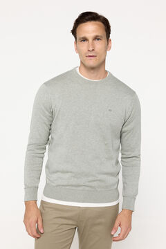 Fifty Outlet Suéter básico cuello redondo ajustado Kaki Claro