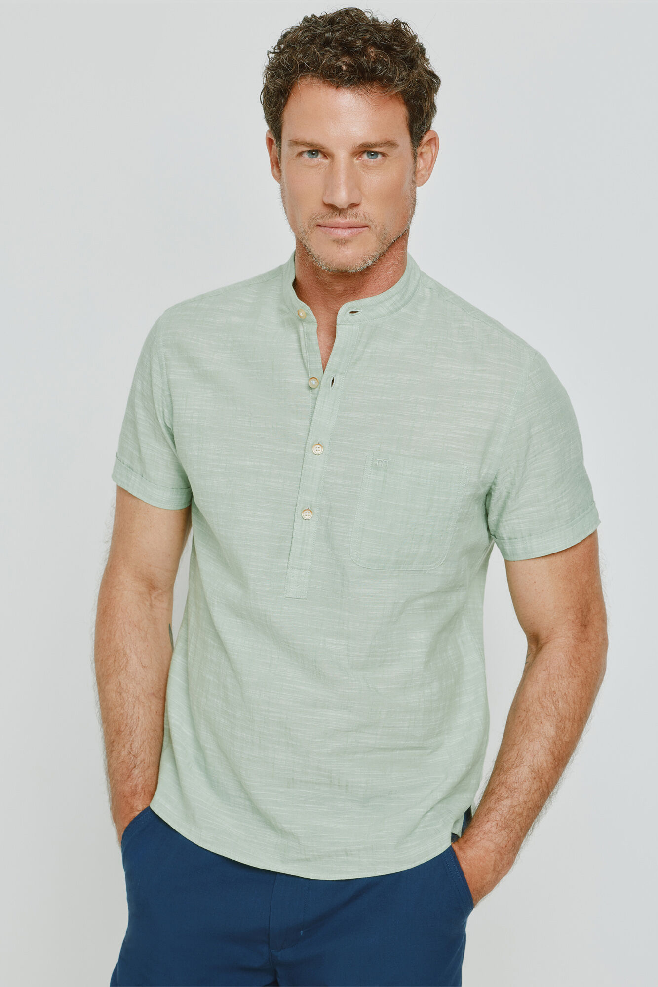 Milano Camisa cuello mao manga corta
