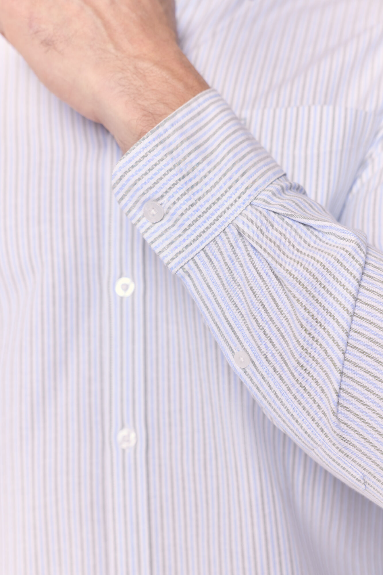 Milano Camisa rayas manga larga Kaki Claro