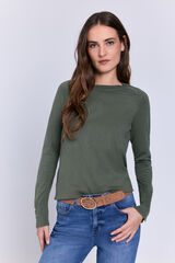 Milano Su&eacute;ter punto fino cuello redondo Kaki Oscuro