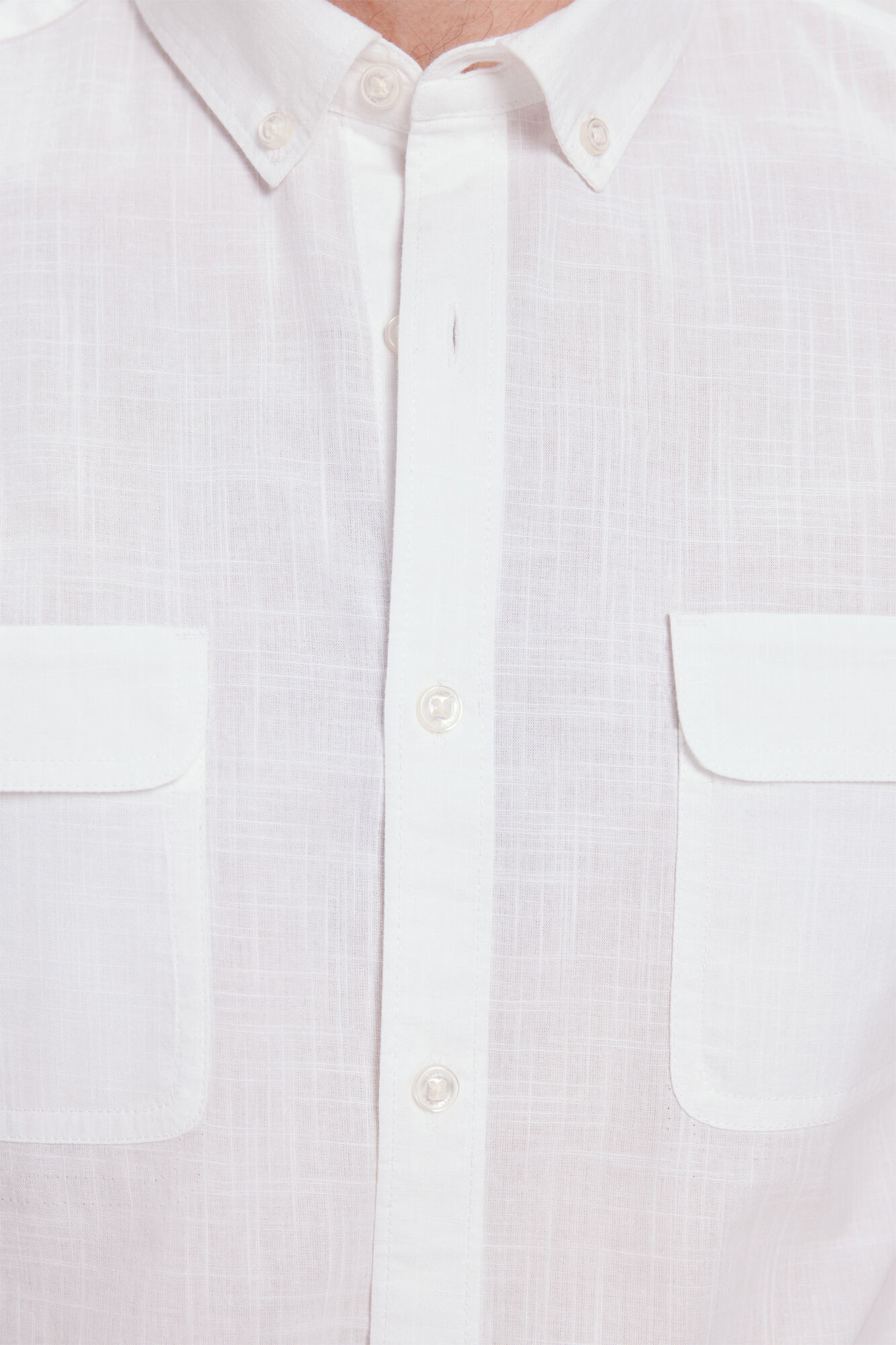 Milano Camisa Slub Lisa Bolsillos Blanco