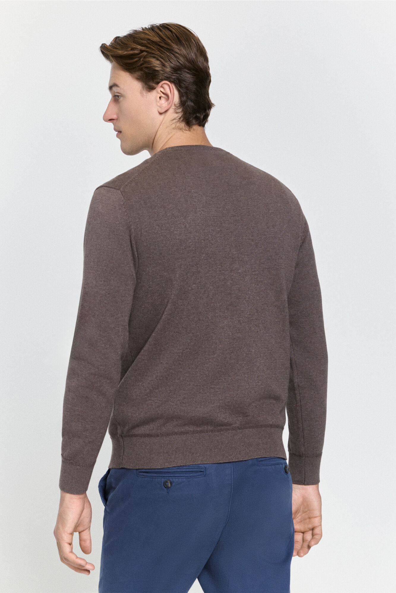 Milano Jersey b&aacute;sico de cuello redondo ajustado Tostado