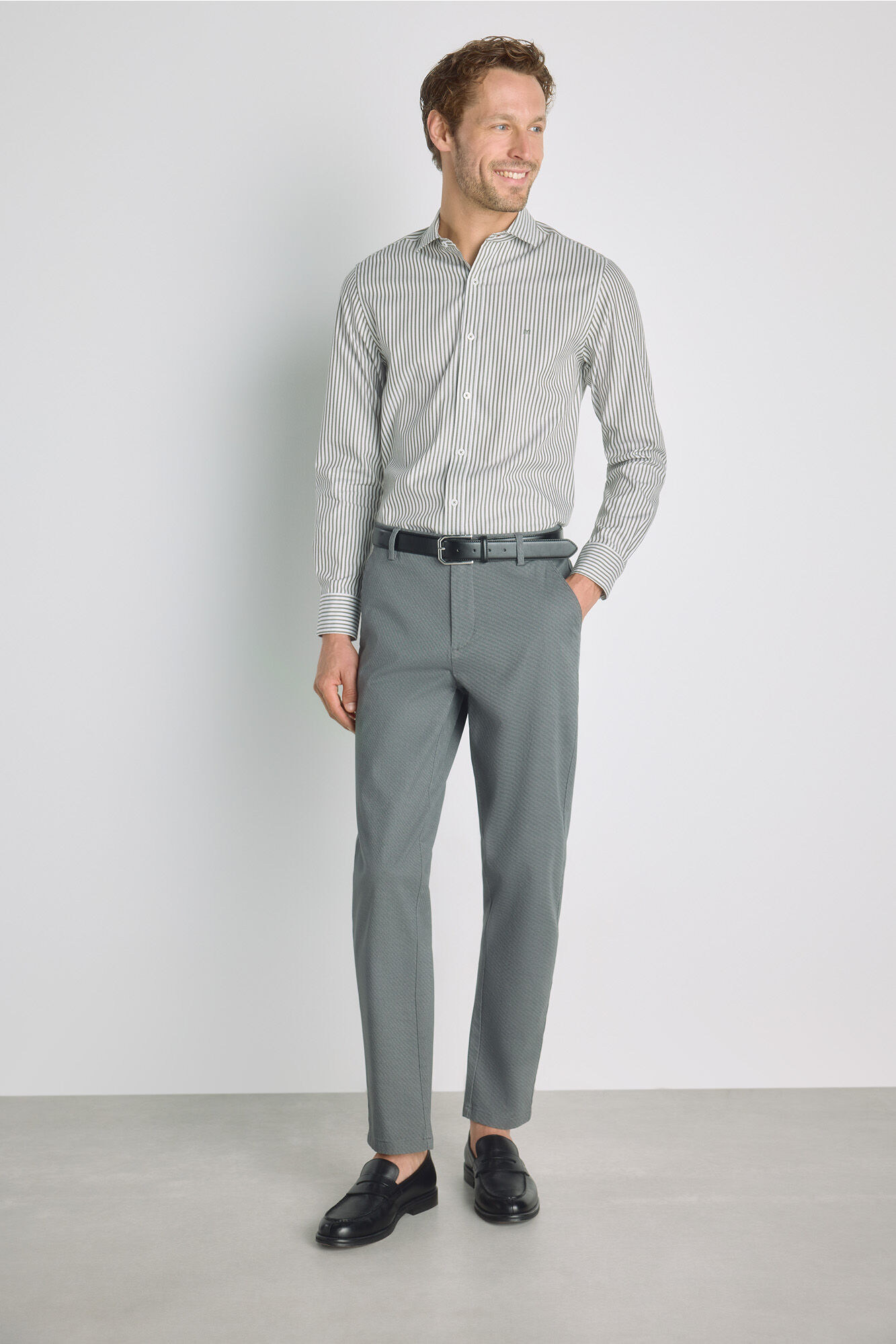 Milano Camisa de rayas manga larga Gris