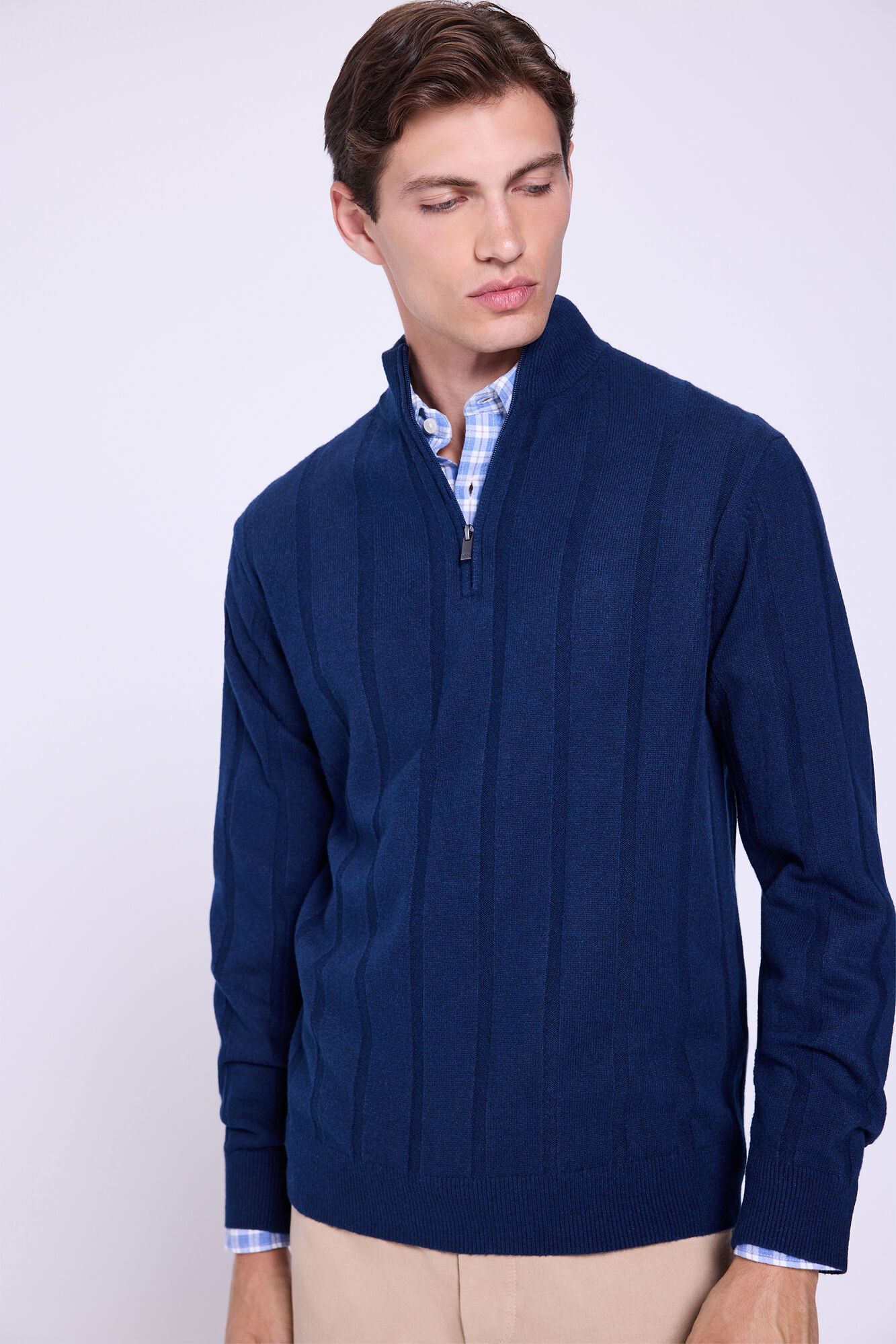 Milano Jersey con cierre de media cremallera Navy