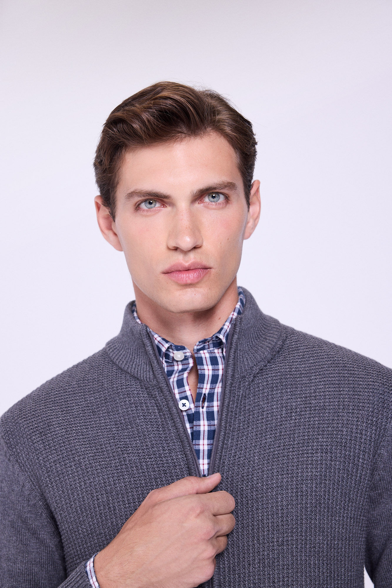 Milano C&aacute;rdigan con cierre de cremallera Gris Claro