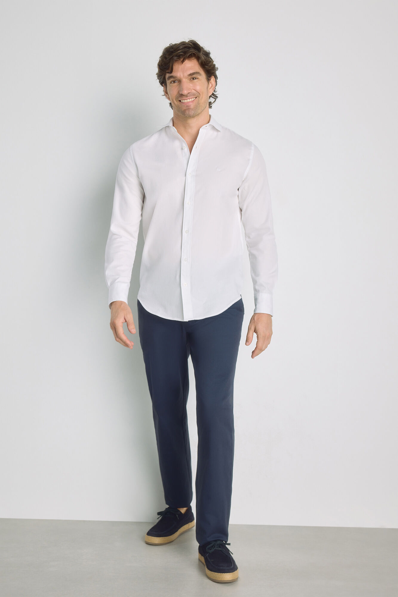 Milano Camisa lisa de manga larga Blanco