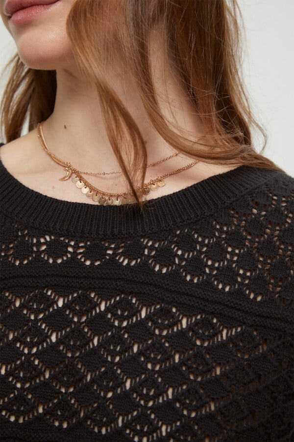 Milano Top chaleco crochet Negro