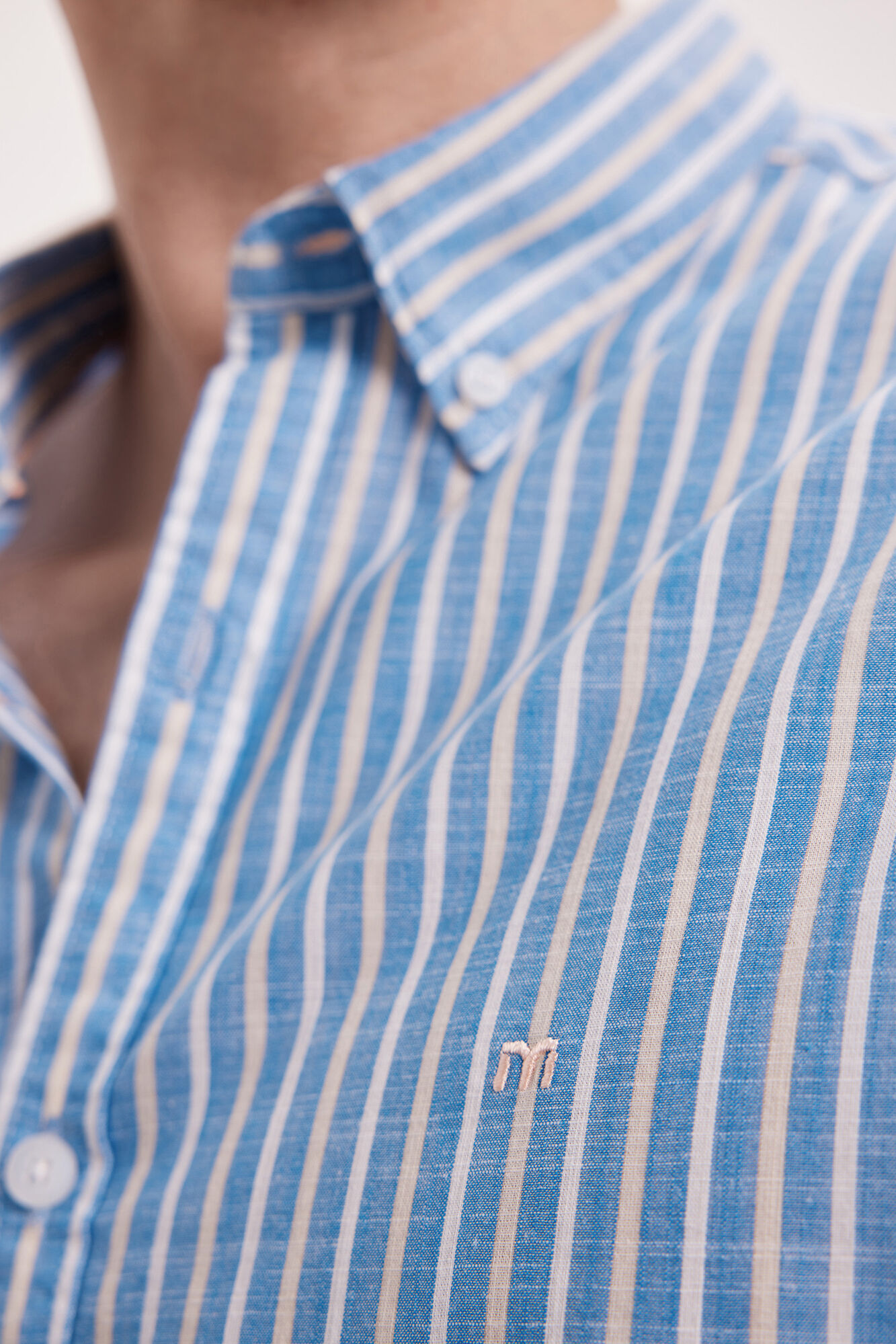 Milano Camisa Slub Rayas Azul