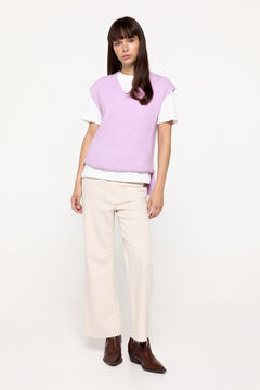 Fifty Outlet Chaleco de punto cuello pico bajo abierto Rosa