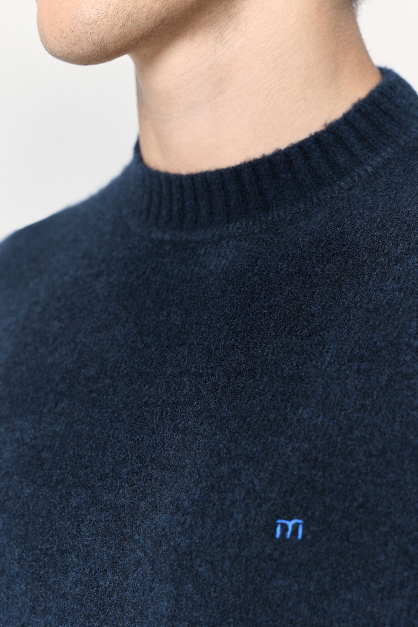Milano Jersey de cuello redondo ajustado regular Navy