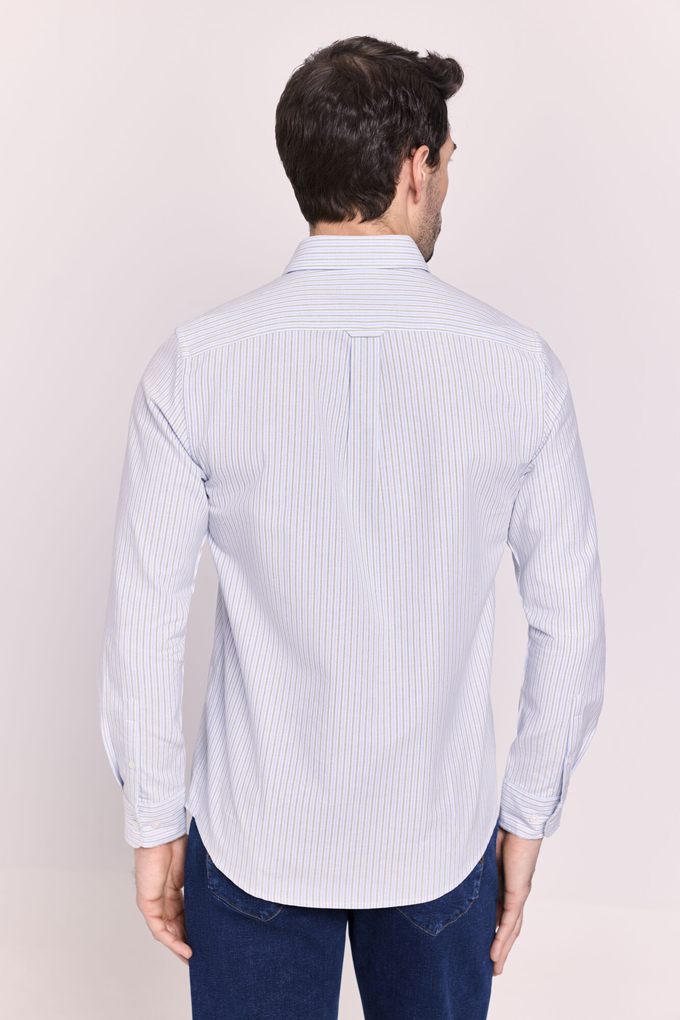 Milano Camisa rayas manga larga Kaki Claro