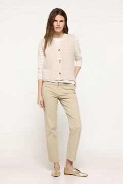 Fifty Outlet Top chaleco punto grueso botones frontales Beige