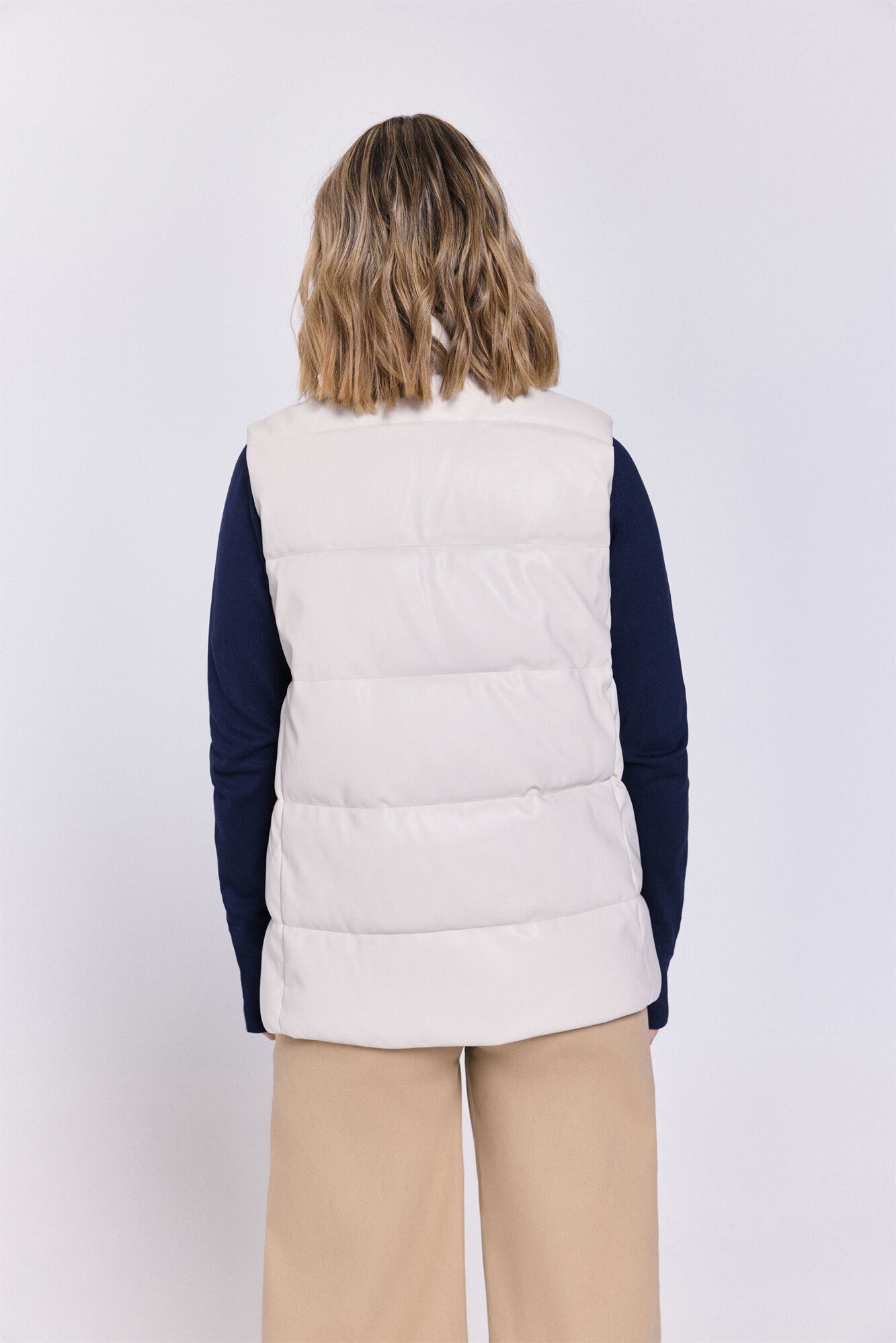 Milano Chaleco acolchado de piel Marfil