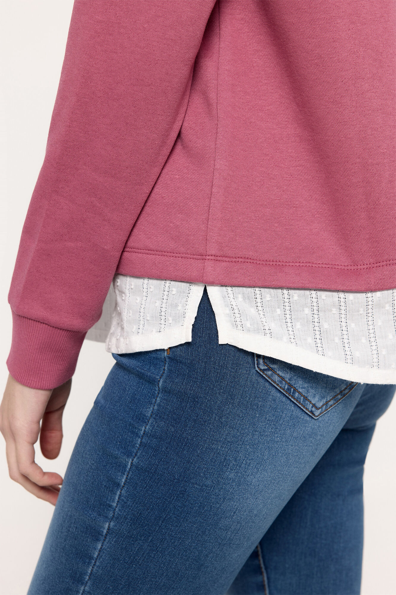 Milano Sudadera estampada con fald&oacute;n en el bajo Rosa