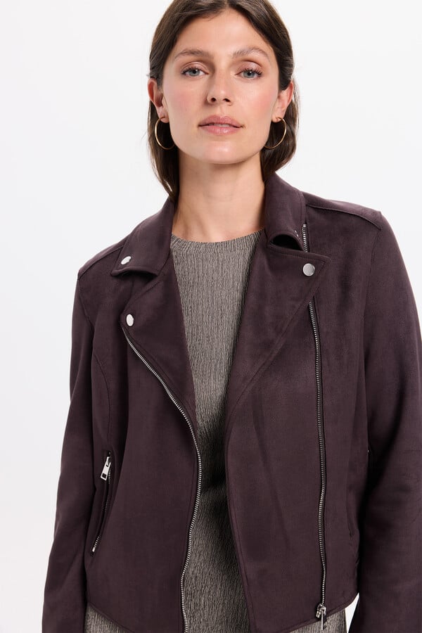 Milano Chamarra motera con efecto ante marrón Marrón Oscuro