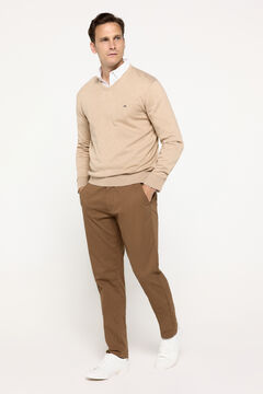 Fifty Outlet Suéter básico cuello pico Beige