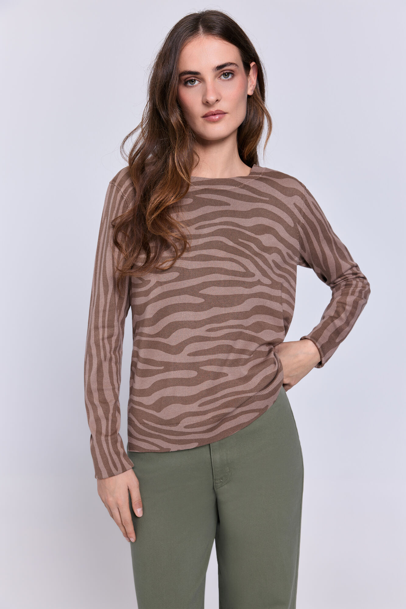 Milano Su&eacute;ter fino estampado de cebra natural