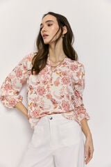Milano Blusa estampada con escote Rosa